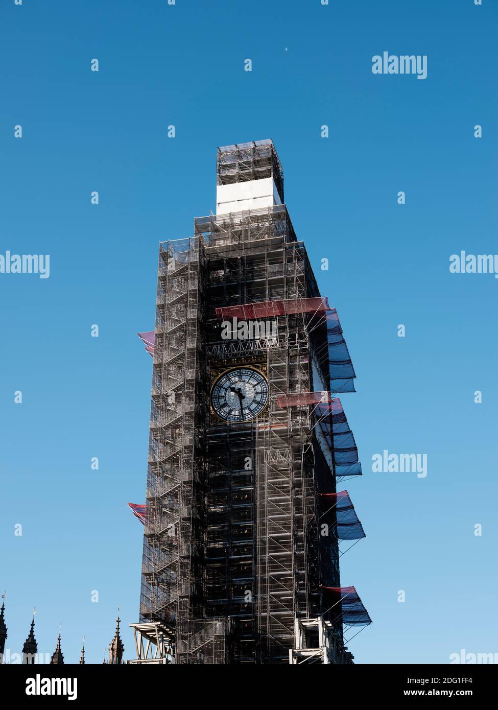 Big Ben wird gerade renoviert. Palace of Westminster (House of Parliament), London, Großbritannien. Januar 28, 2019. Stockfoto