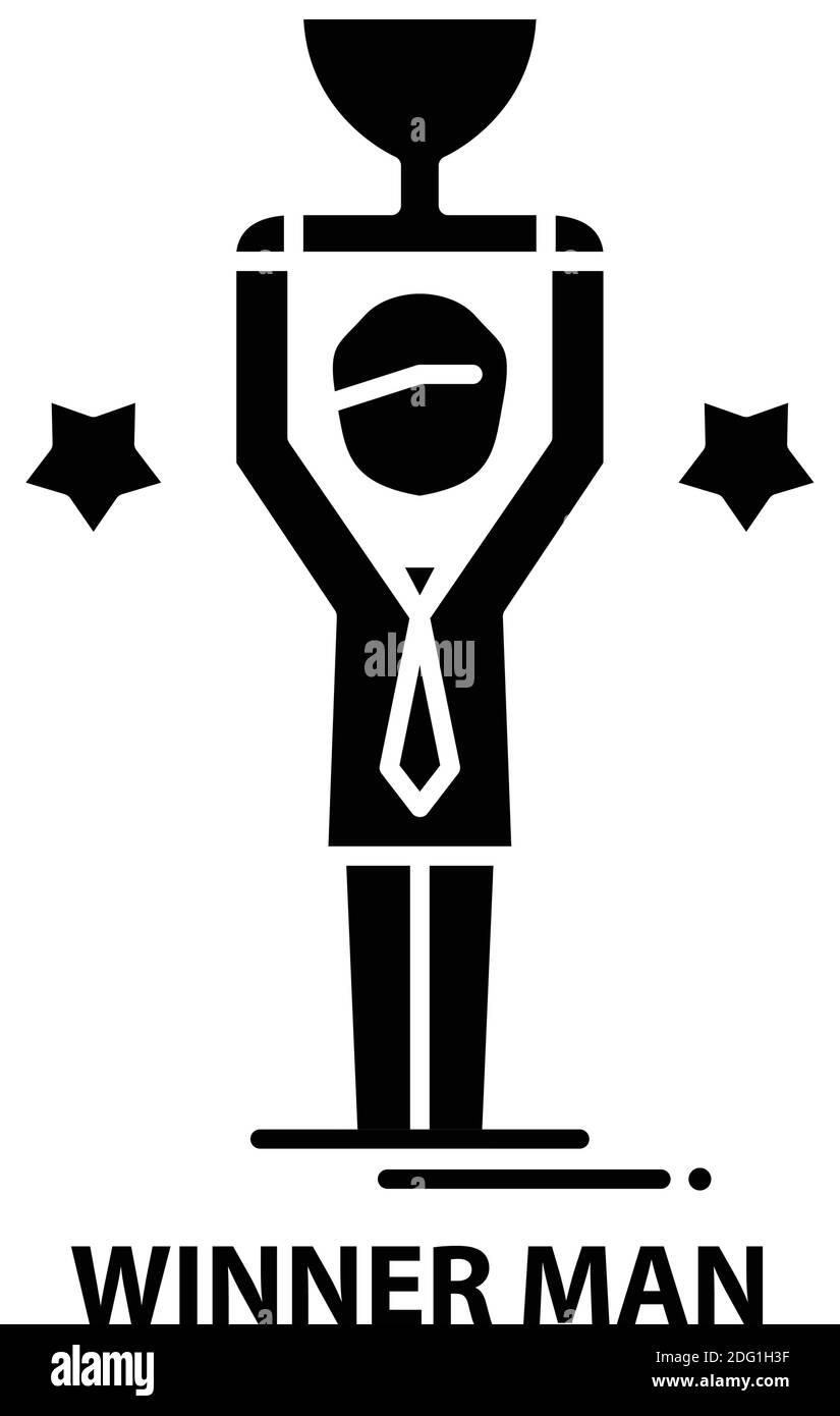 Siegersymbol, schwarzes Vektorzeichen mit editierbaren Konturen, Konzeptdarstellung Stock Vektor