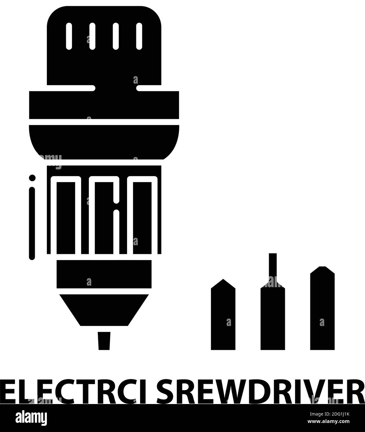 Electrci-Schraubendrehersymbol, schwarzes Vektorzeichen mit editierbaren Konturen, Konzeptdarstellung Stock Vektor