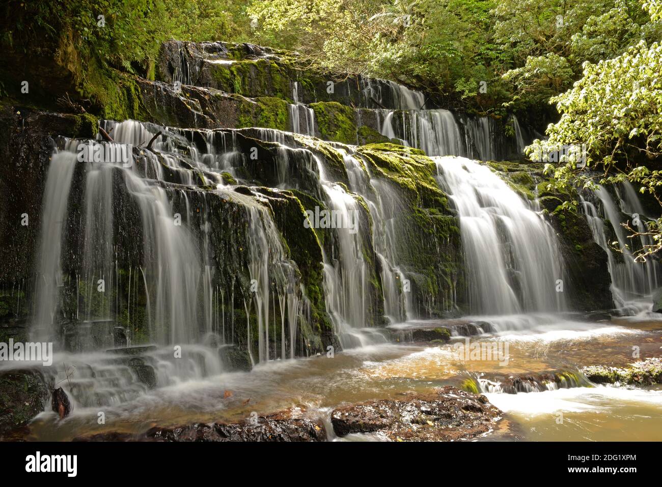 Purakaunui Fälle in Otago Neuseeland Stockfoto