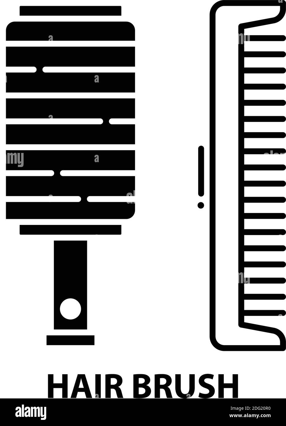 Symbol für Haarbürste, schwarzes Vektorzeichen mit editierbaren Konturen, Konzeptdarstellung Stock Vektor