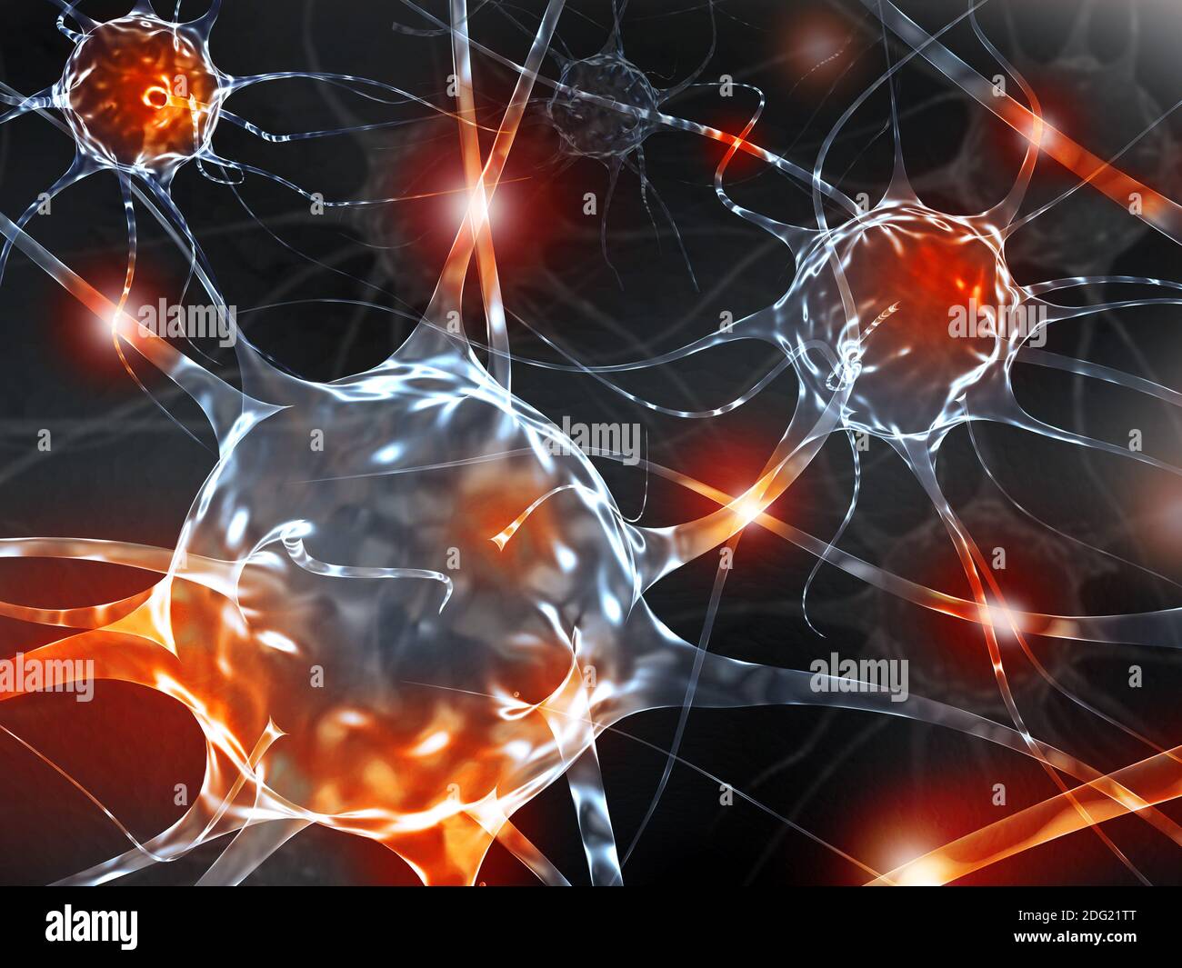 3d Rendering Illustration von Neuronen. Stockfoto