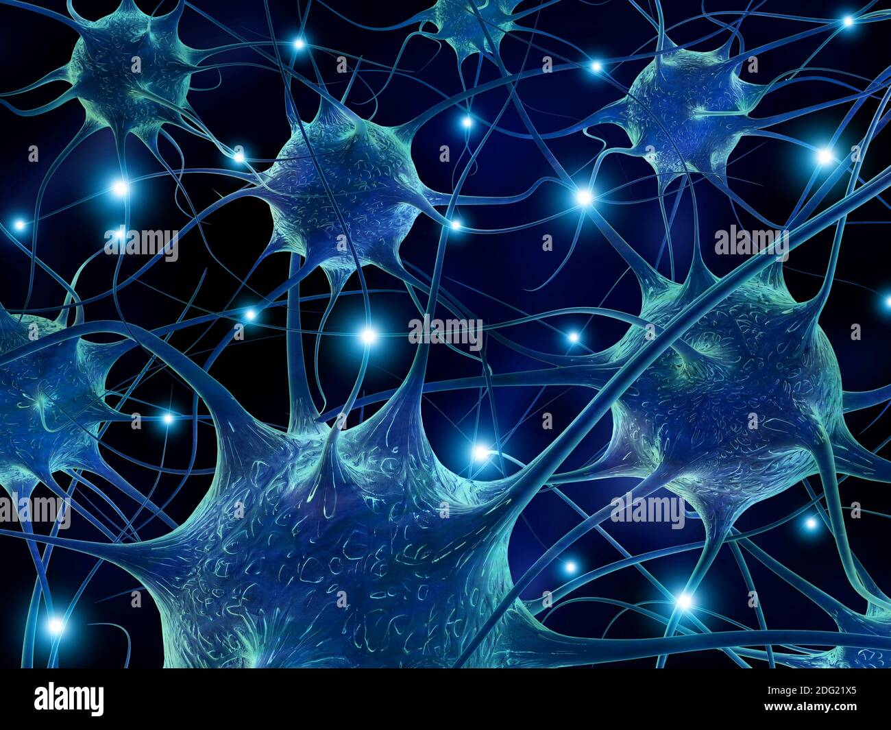 3d Rendering Illustration von Neuronen. Stockfoto