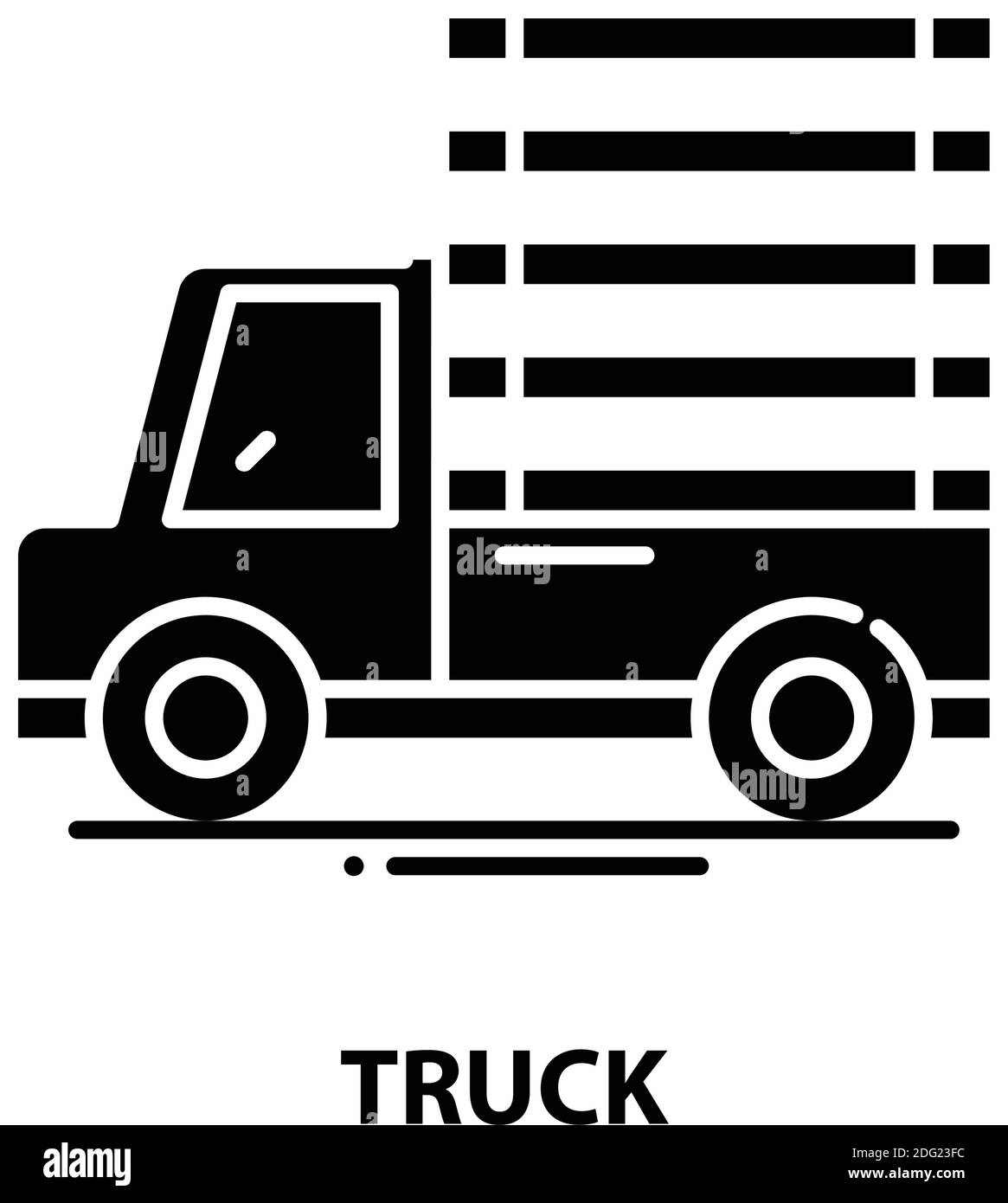 LKW-Symbol, schwarzes Vektorzeichen mit editierbaren Konturen, Konzeptdarstellung Stock Vektor