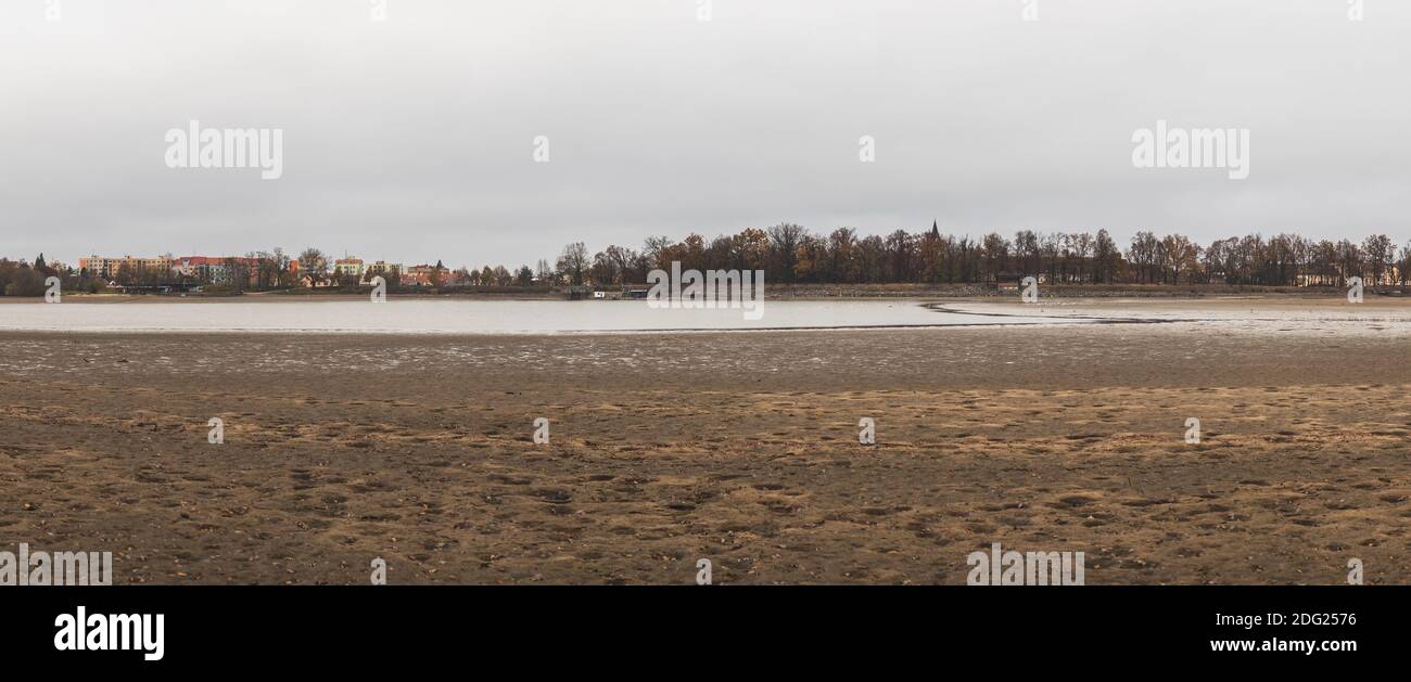 Leerer entwässert Teich, Herbst, Teich Svet, Trebon Tschechien Stockfoto