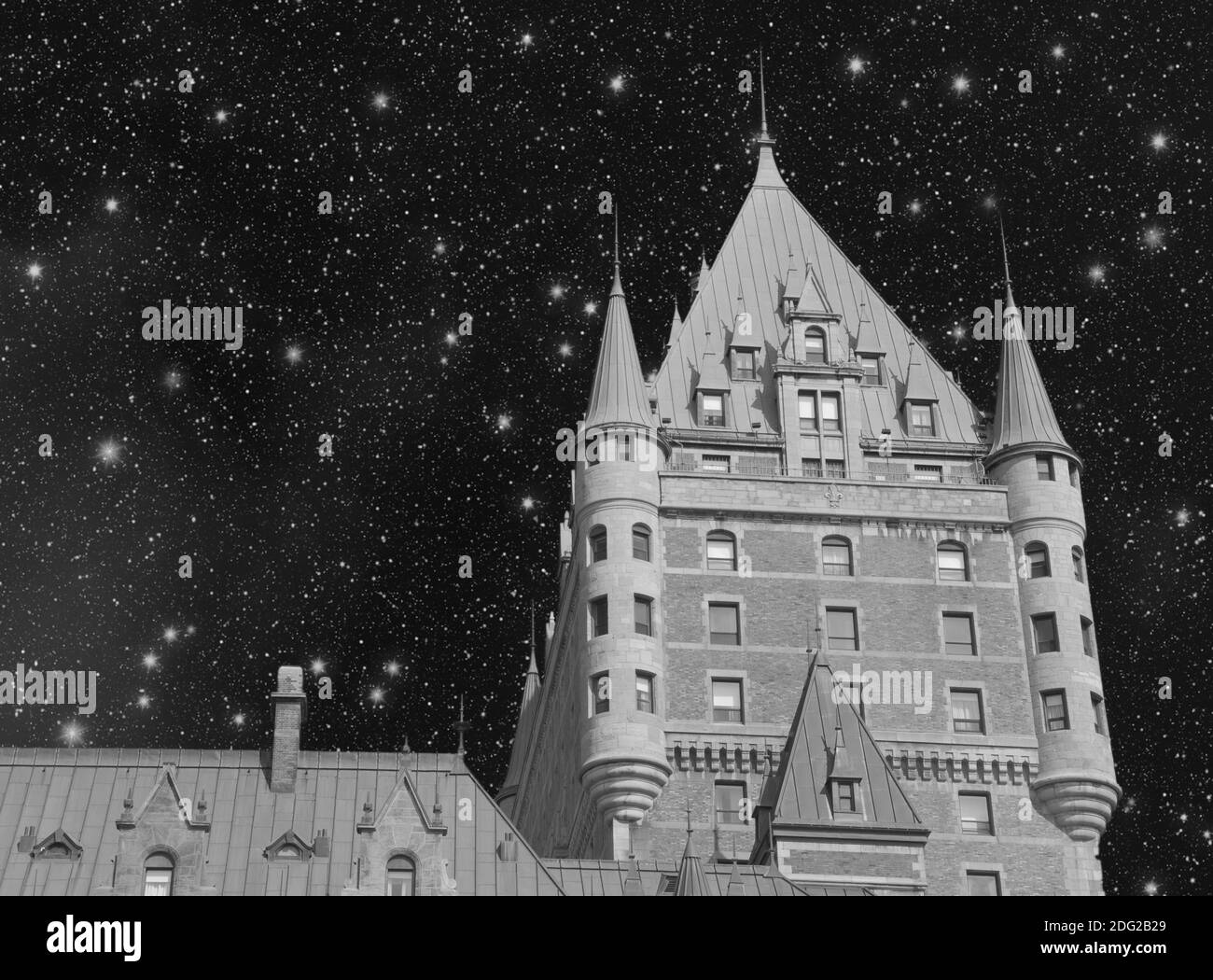 Quebec City Castle, Kanada. Wunderschöner Himmel über Chateau de Frontenac Stockfoto