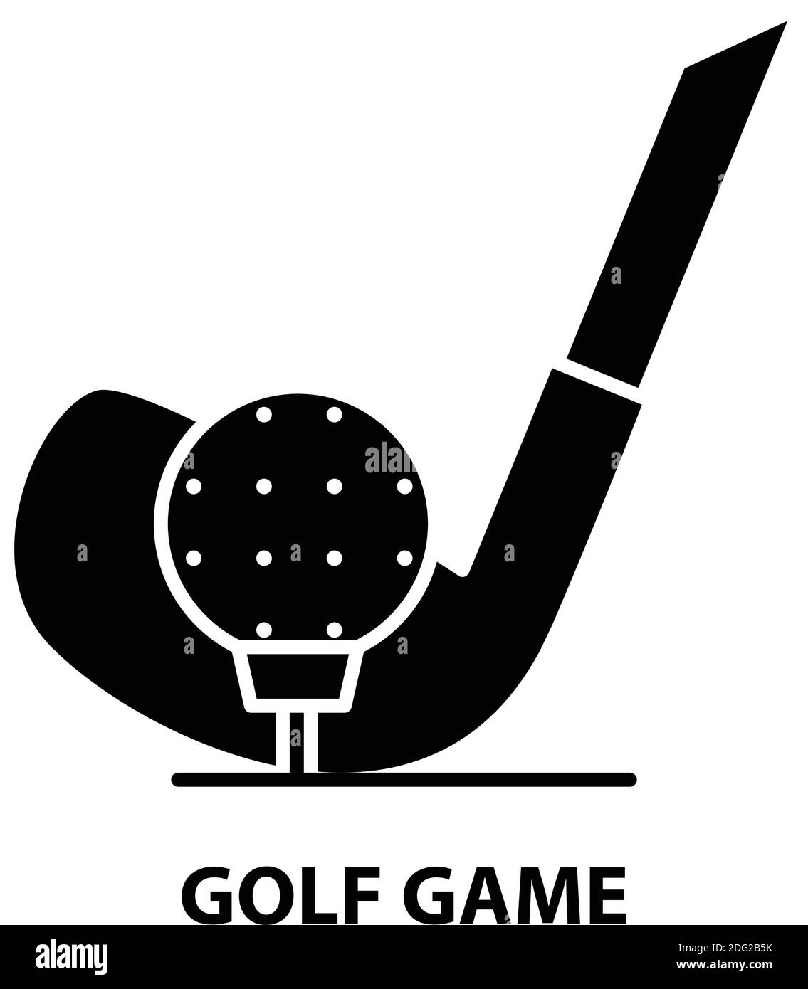 Golfspiel-Symbol, schwarzes Vektorzeichen mit editierbaren Konturen, Konzeptdarstellung Stock Vektor
