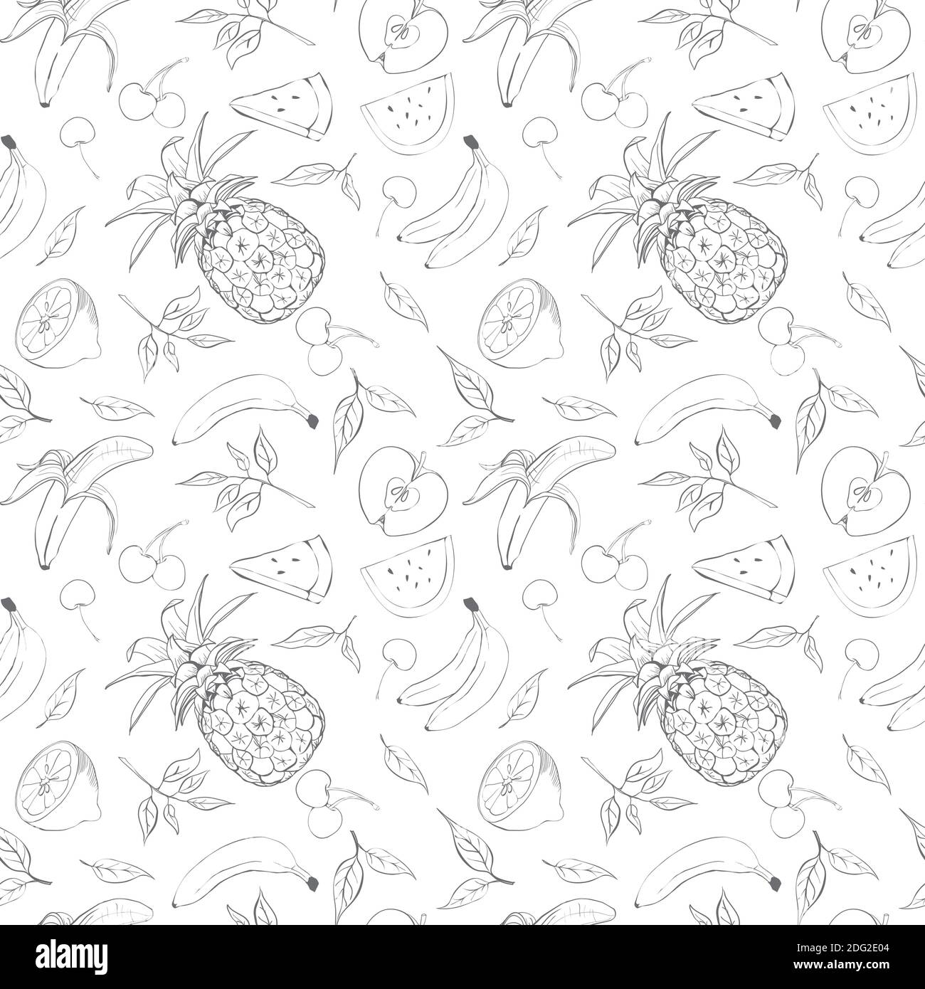 Früchte und Beeren zu skizzieren, nahtlose Hintergrund für Ihr design Stock Vektor