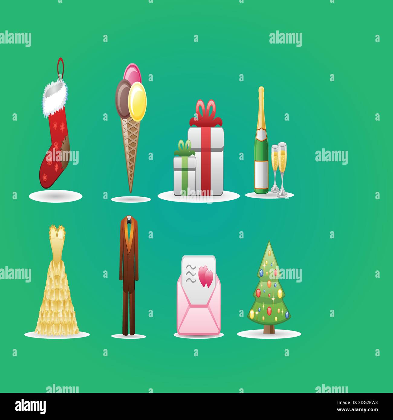 Nahtloses Muster mit Weihnachts-Ikone und Weihnachtsmann Stock Vektor