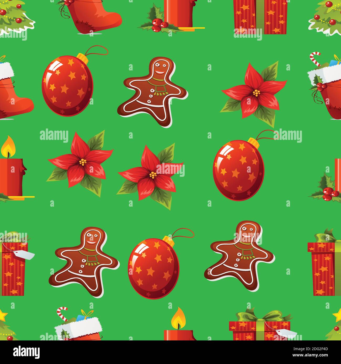 Nahtloses Muster mit Weihnachts-Ikone und Weihnachtsmann Stock Vektor