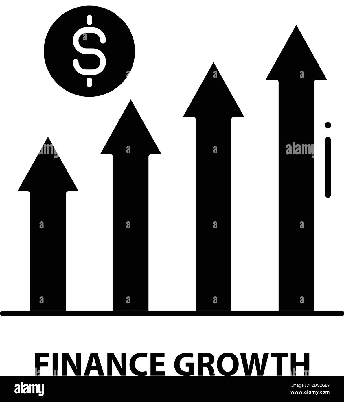 Symbol für Finanzwachstum, schwarzes Vektorzeichen mit editierbaren Strichen, Konzeptdarstellung Stock Vektor
