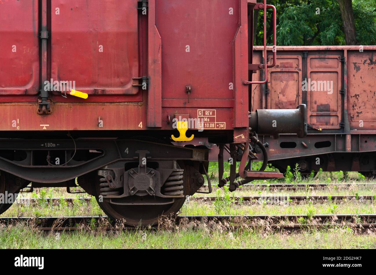 Parkplatz für alte Züge am Bahnhof Stockfoto