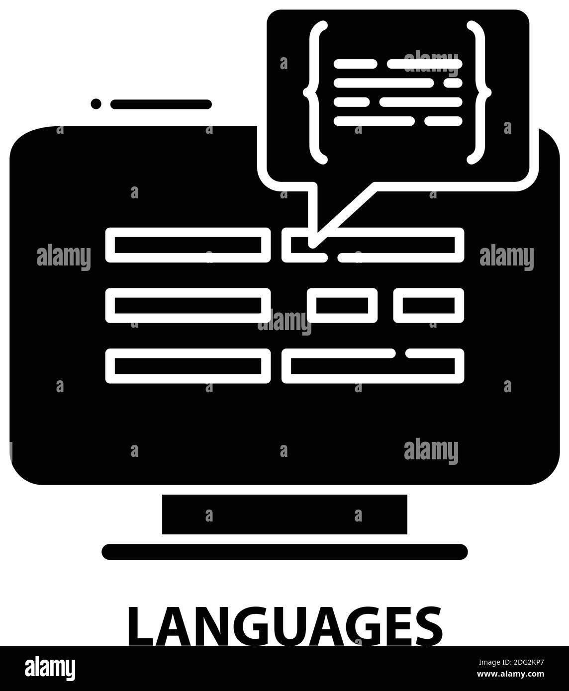 Sprachensymbol, schwarzes Vektorzeichen mit bearbeitbaren Konturen, Konzeptdarstellung Stock Vektor