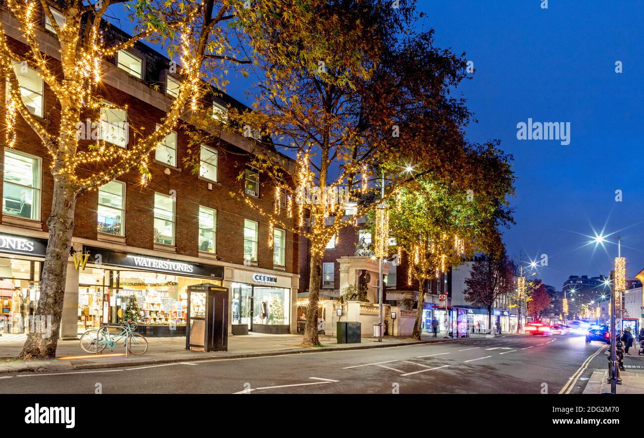 Weihnachtslichter in der Kings Road London Großbritannien Stockfoto