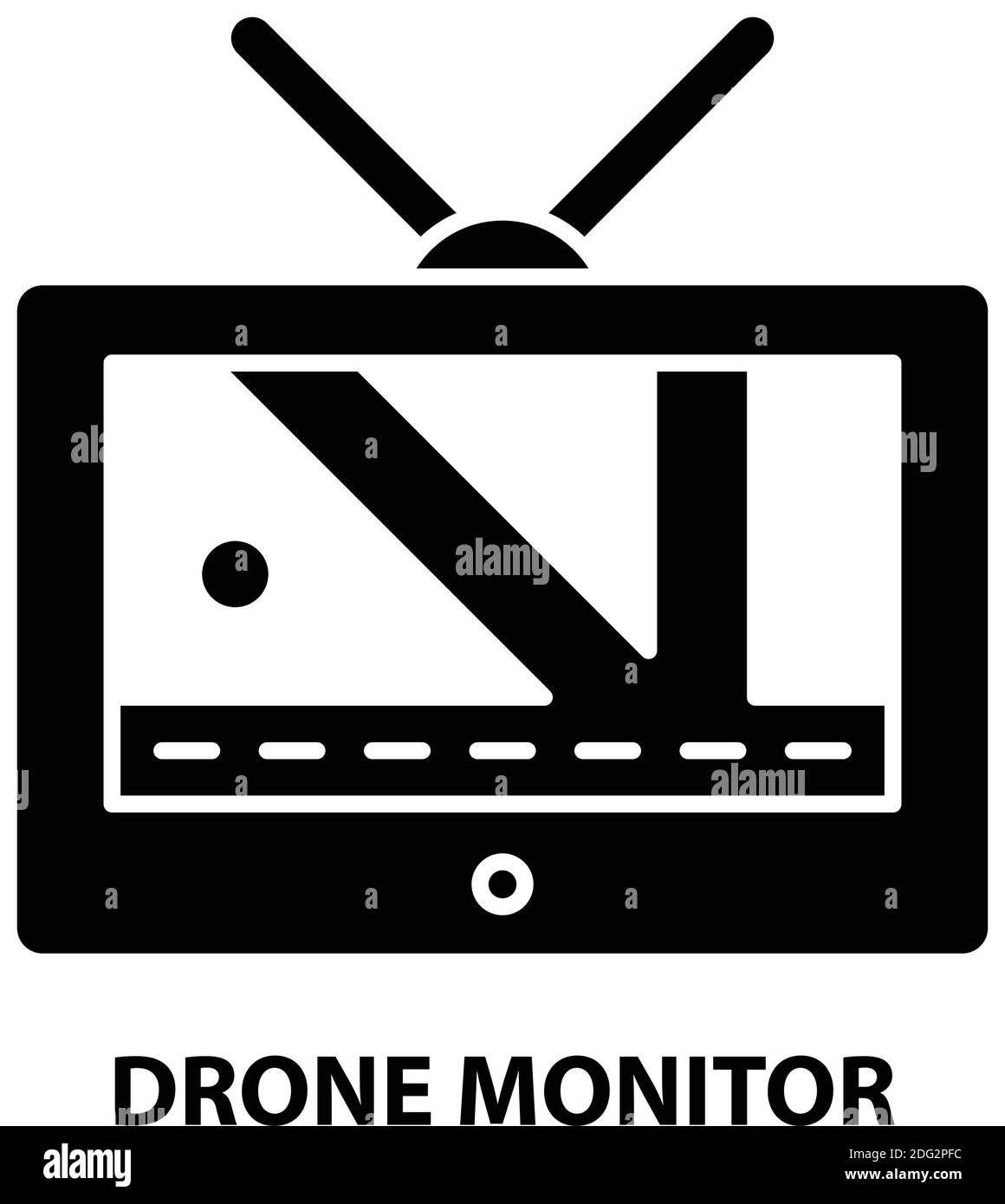 Drohnen-Monitorsymbol, schwarzes Vektorzeichen mit editierbaren Strichen, Konzeptdarstellung Stock Vektor