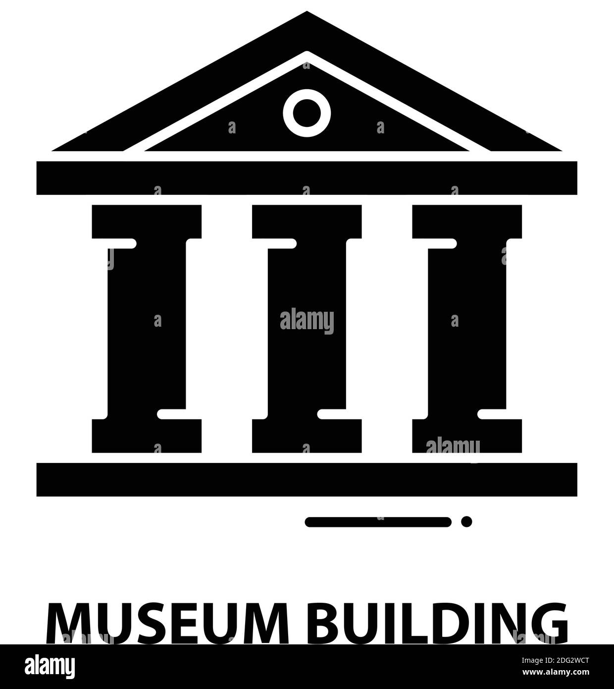 symbol des museumsgebäudes, schwarzes Vektorschild mit editierbaren Konturen, Konzeptdarstellung Stock Vektor