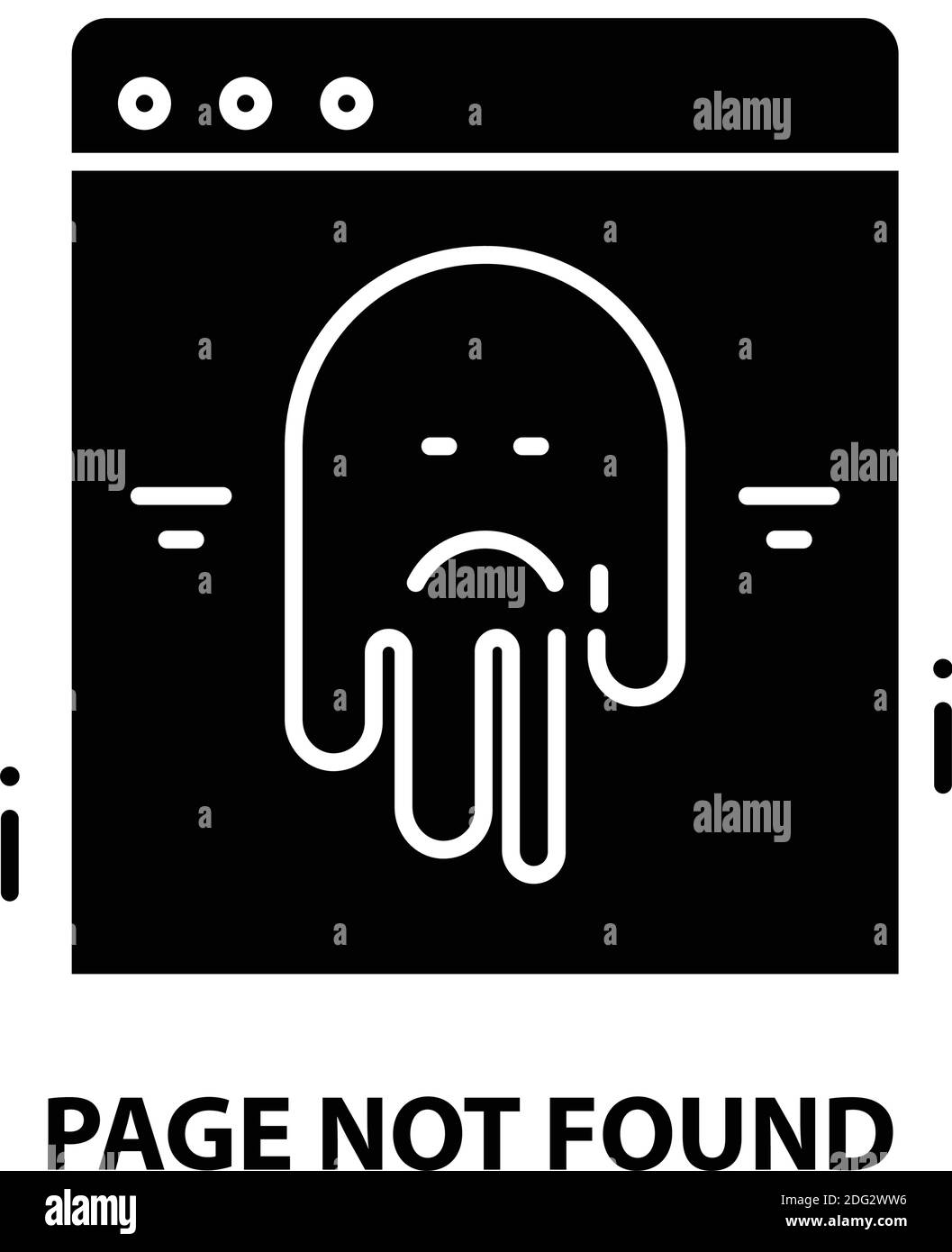 Symbol „Seite nicht gefunden“, schwarzes Vektorzeichen mit editierbaren Konturen, Konzeptdarstellung Stock Vektor