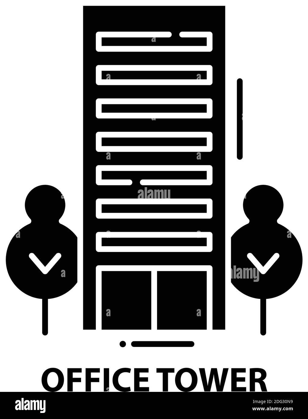 Büroturm-Symbol, schwarzes Vektorzeichen mit editierbaren Konturen, Konzeptdarstellung Stock Vektor