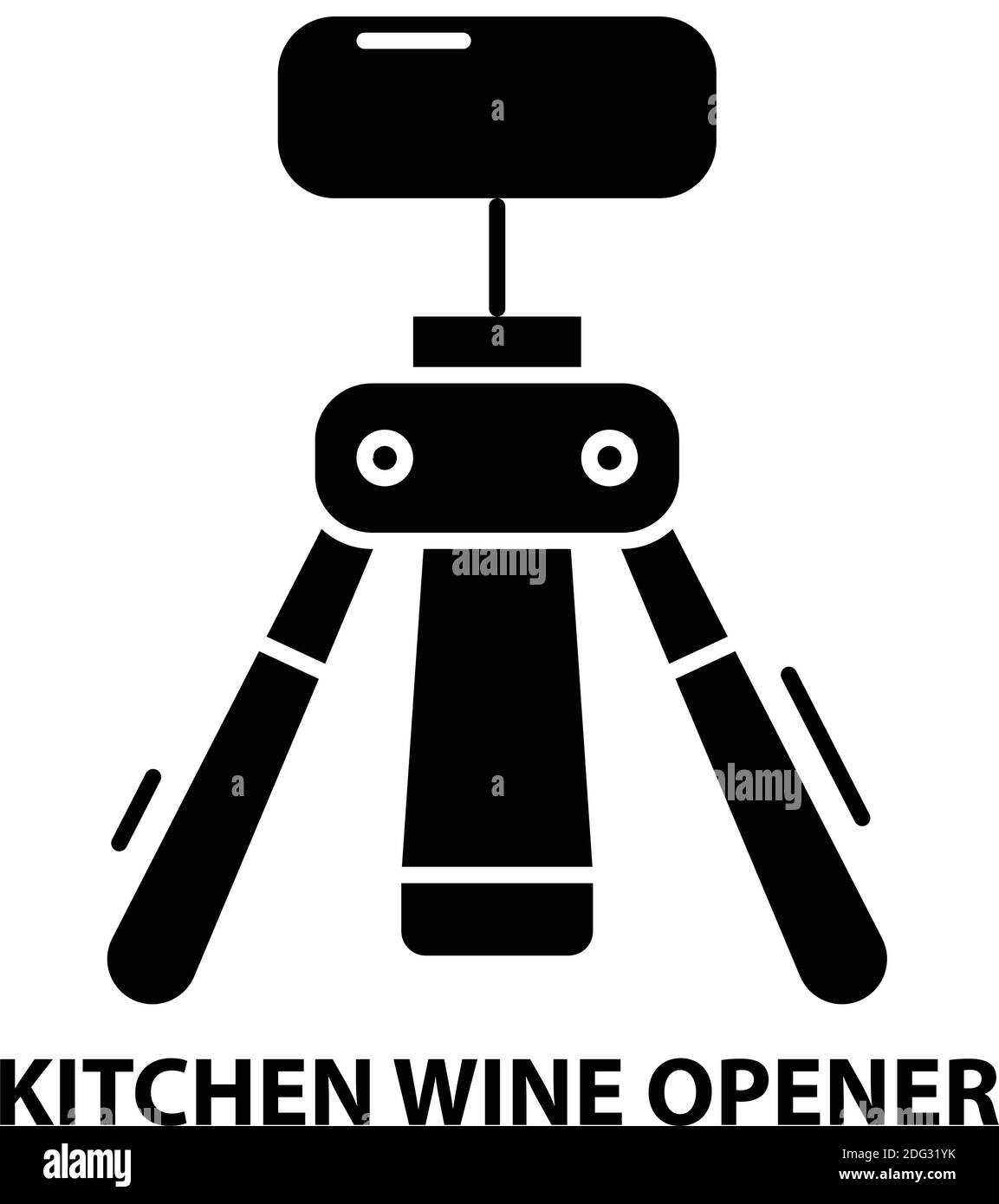 Küchen-Weinöffner-Symbol, schwarzes Vektorschild mit editierbaren Strichen, Konzeptdarstellung Stock Vektor