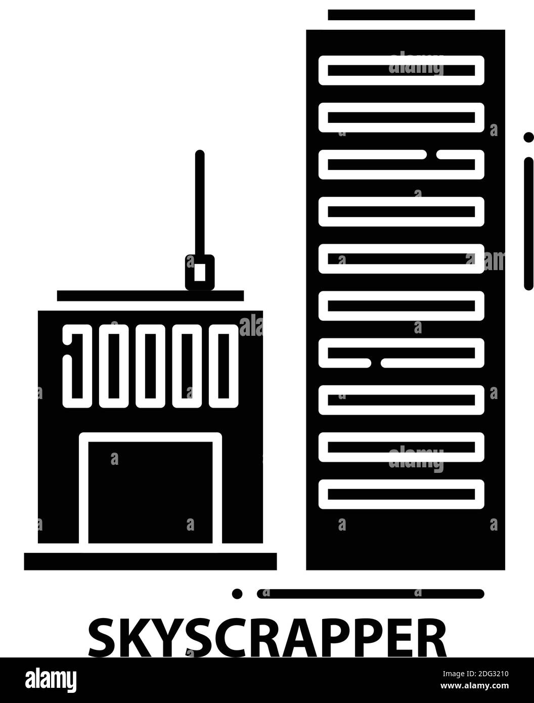 Wolkenkratzer-Symbol, schwarzes Vektorzeichen mit editierbaren Konturen, Konzeptdarstellung Stock Vektor
