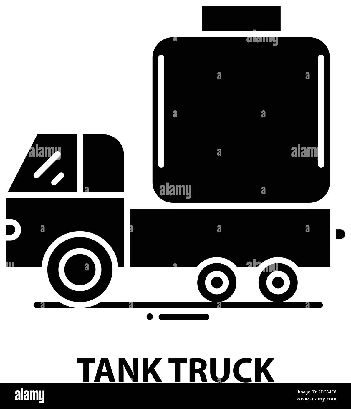 Tankwagen-Symbol, schwarzes Vektorzeichen mit editierbaren Konturen, Konzeptdarstellung Stock Vektor