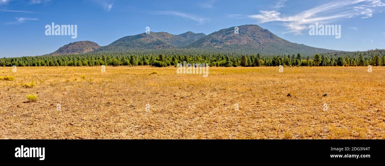 Bill Williams Mountain im Norden Arizonas von der Westseite der Bill Williams Loop Road aus gesehen. Aufgenommen gegen Mittag. Stockfoto