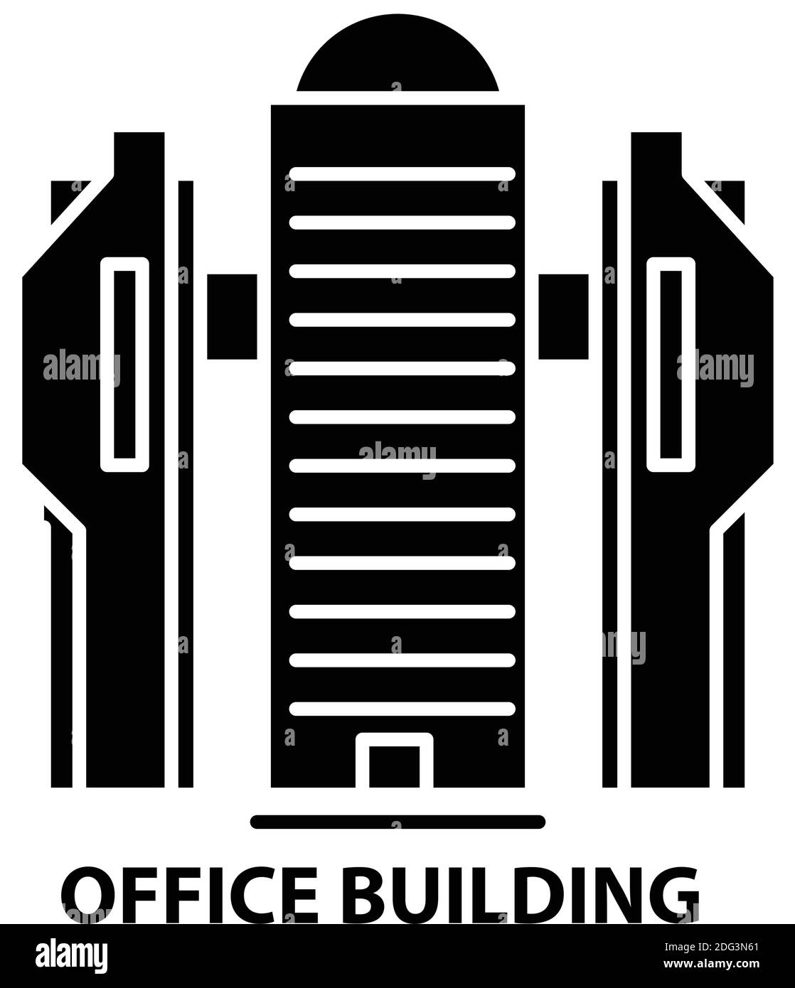 Symbol für Bürogebäude, schwarzes Vektorzeichen mit editierbaren Konturen, Konzeptdarstellung Stock Vektor