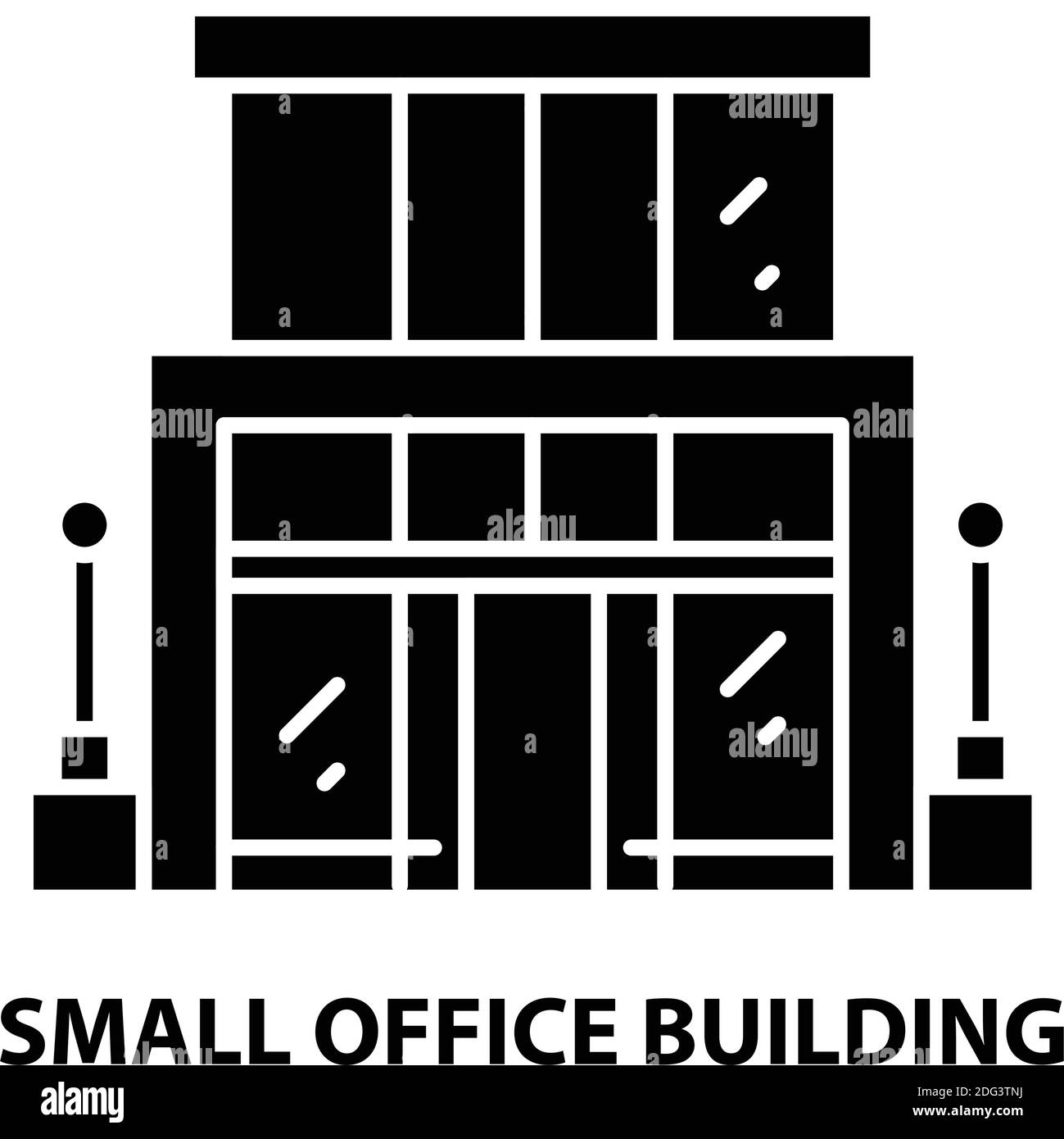 Symbol für kleines Bürogebäude, schwarzes Vektorzeichen mit editierbaren Konturen, Konzeptdarstellung Stock Vektor