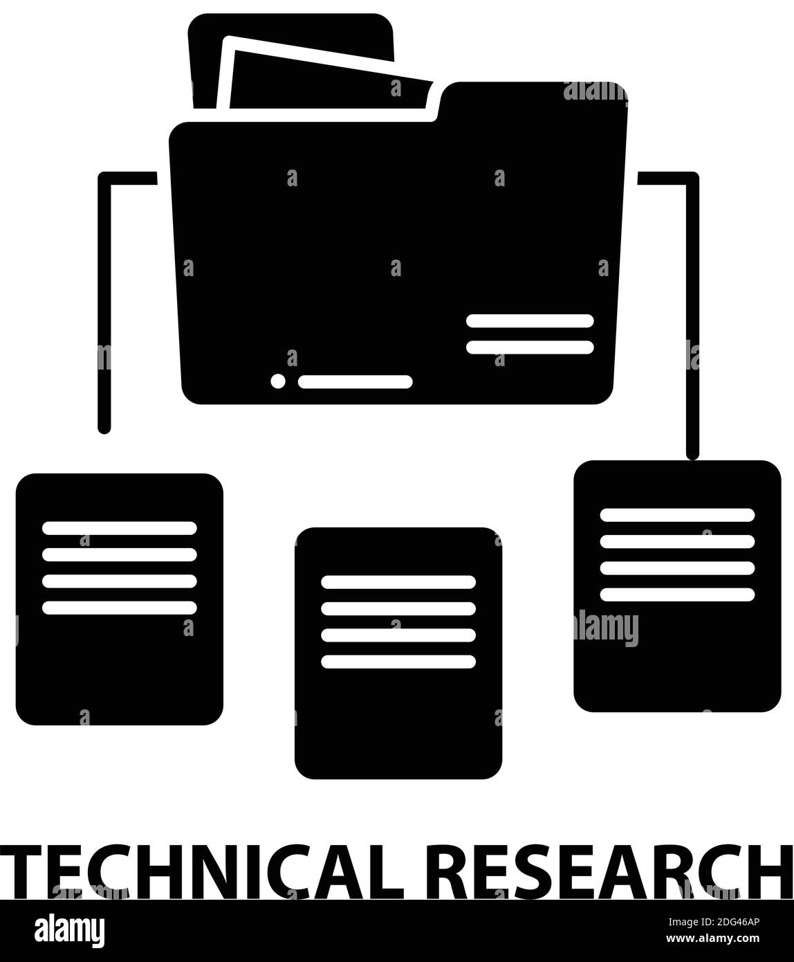 Technisches Forschungssymbol, schwarzes Vektorzeichen mit editierbaren Konturen, Konzeptdarstellung Stock Vektor