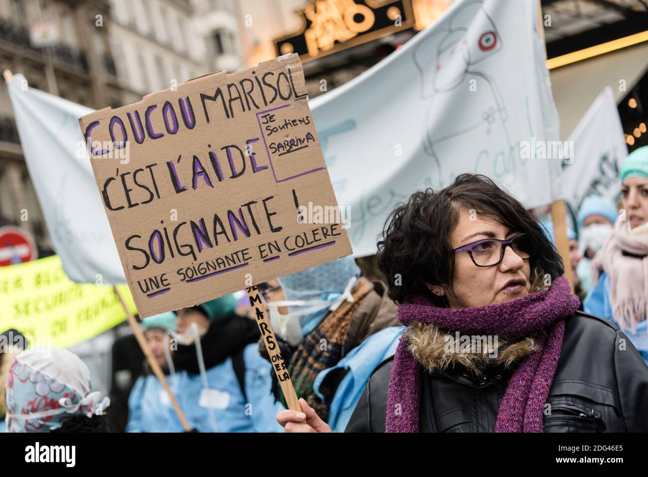 Krankenschwestern demonstrieren für die Verbesserung ihrer Arbeitsbedingungen in Paris, Frankreich, 24. Januar 2017. Foto von Samuel Boivin/ABACAPRESS.COM Stockfoto