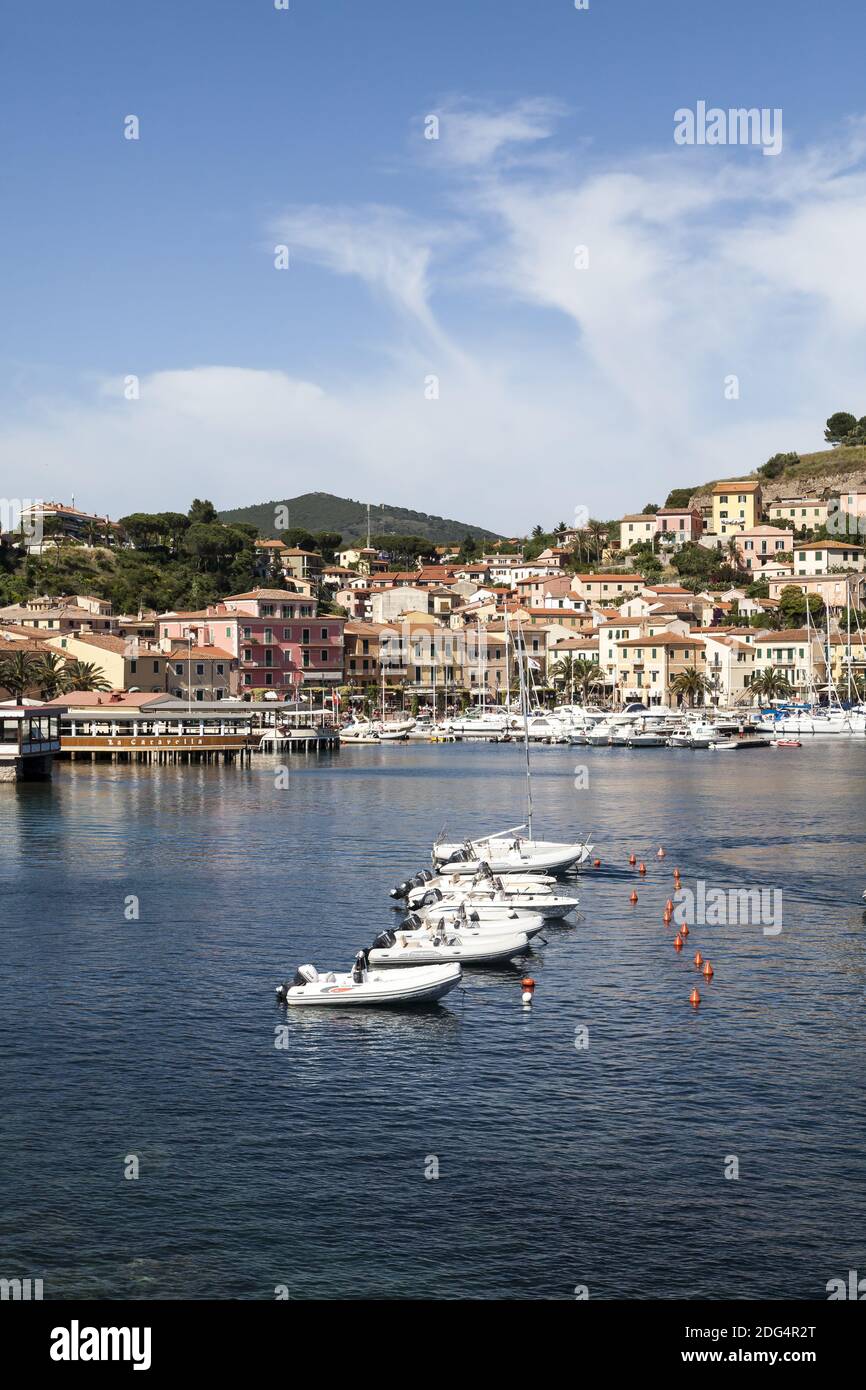 Porto Azzurro, Bootshafen, Elba, Toskana, Italien Stockfoto