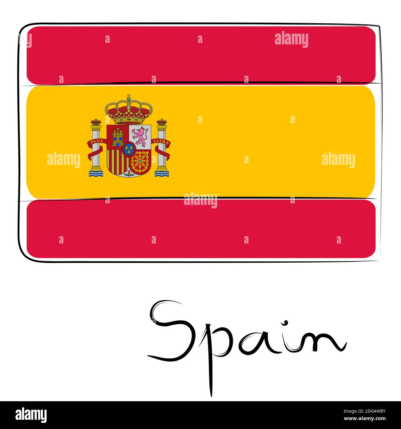 Spanien Flagge Doodle Stockfoto