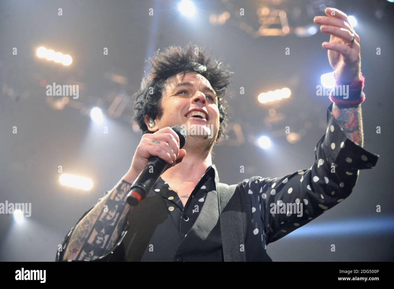 Die kalifornische Punkrock-Band Green Day (Billie Joe Amstrong) in der accorhotels Arena in Paris, Frankreich, am 3. Februar 2017. Foto von Yasmine Hammou/ABACAPRESS.COM03/02/2017 - Paris Stockfoto