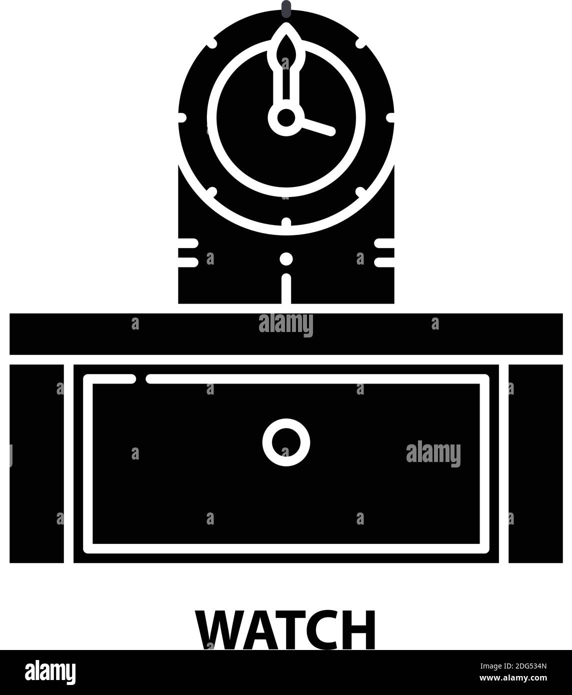 Uhrensymbol, schwarzes Vektorzeichen mit editierbaren Konturen, Konzeptdarstellung Stock Vektor