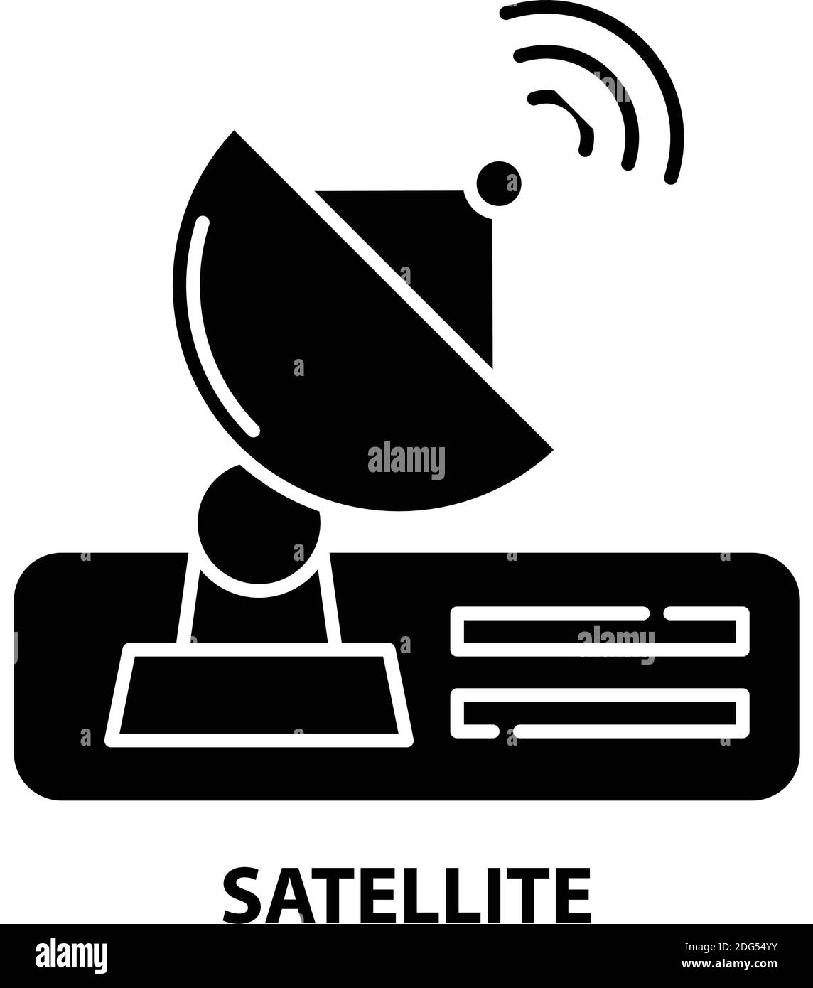 Satellitensymbol, schwarzes Vektorzeichen mit editierbaren Konturen, Konzeptdarstellung Stock Vektor