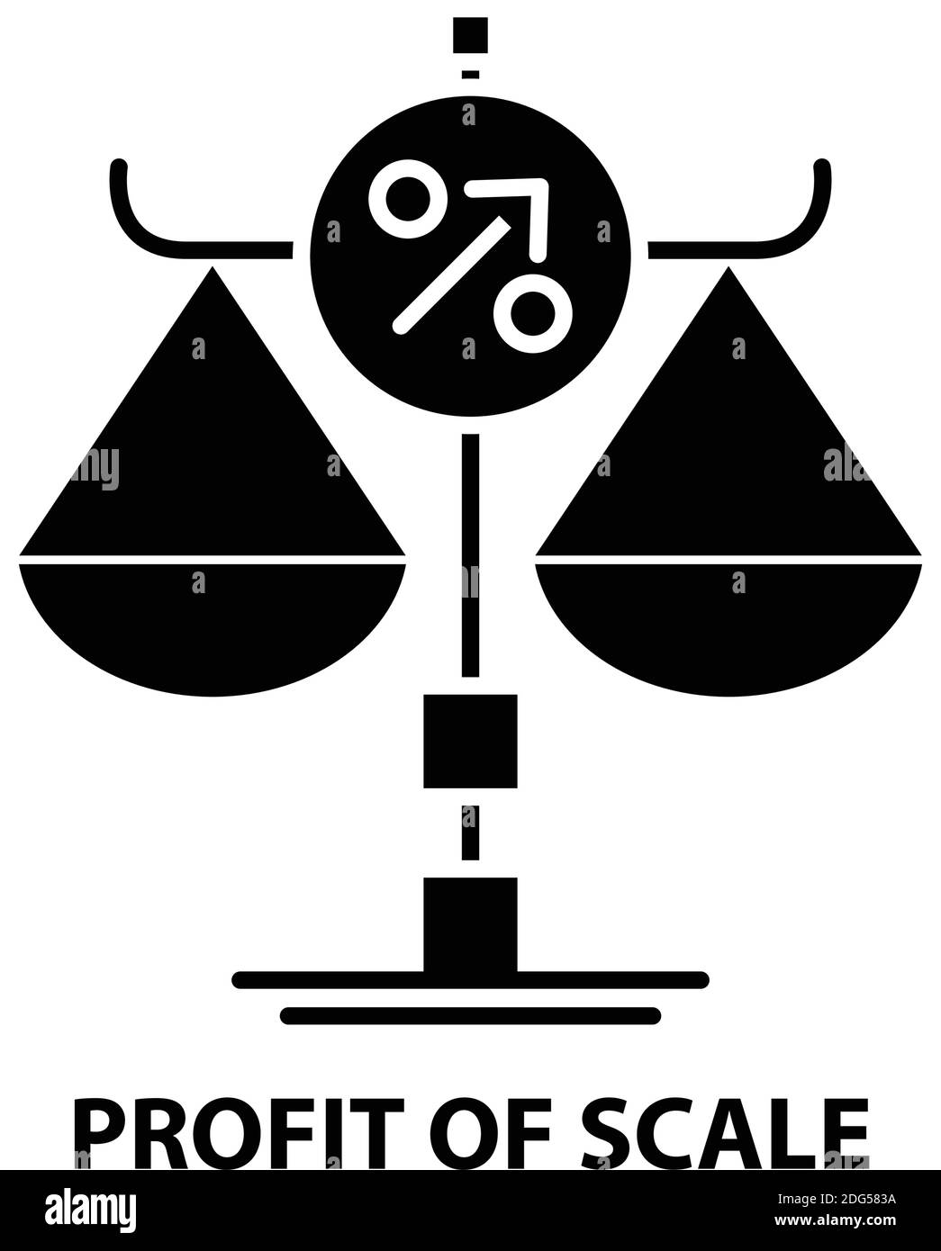 Symbol „Gewinn durch Skalierung“, schwarzes Vektorzeichen mit bearbeitbaren Konturen, Konzeptdarstellung Stock Vektor