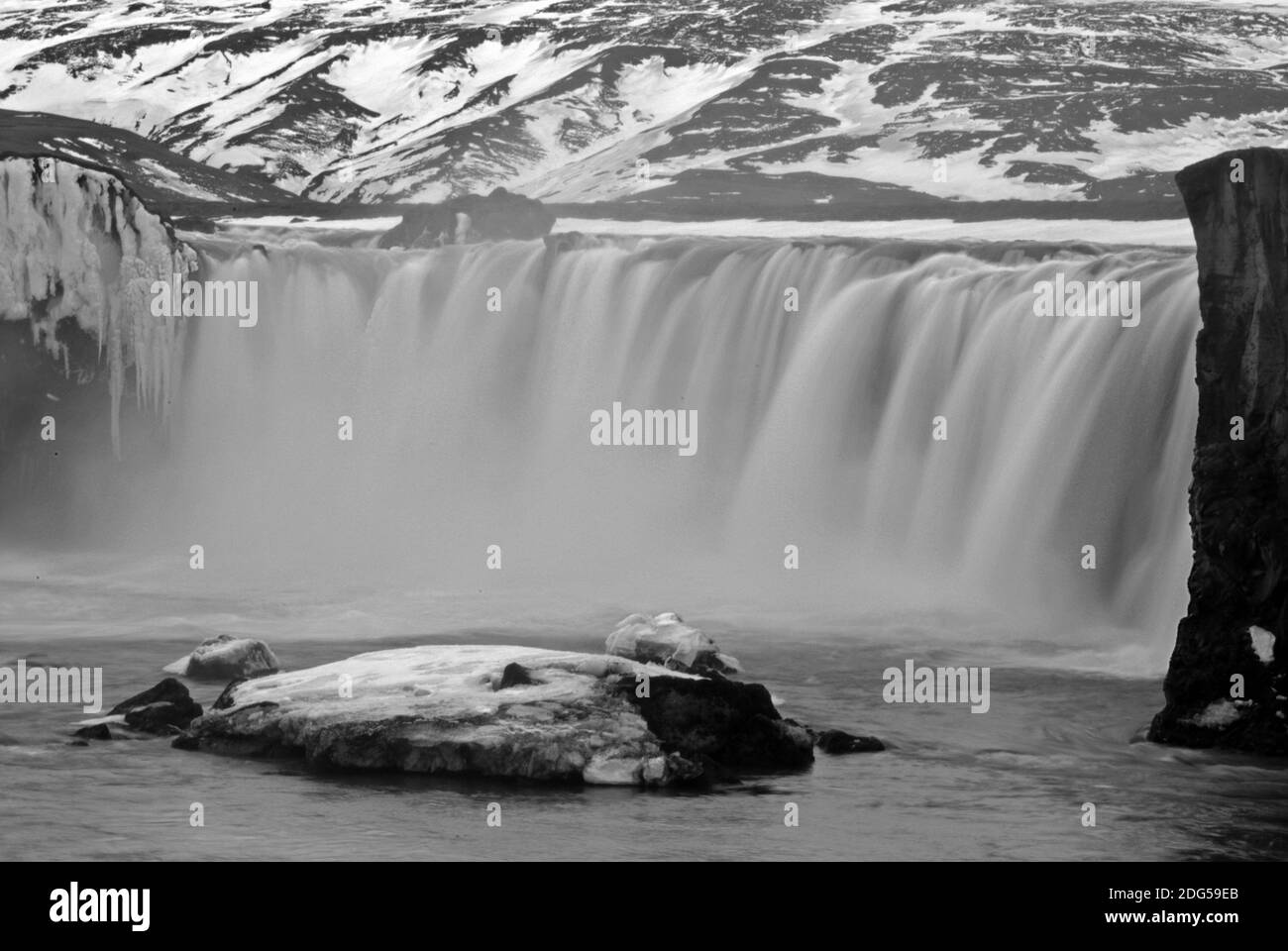 Der Wasserfall Godafoss im Winter Stockfoto