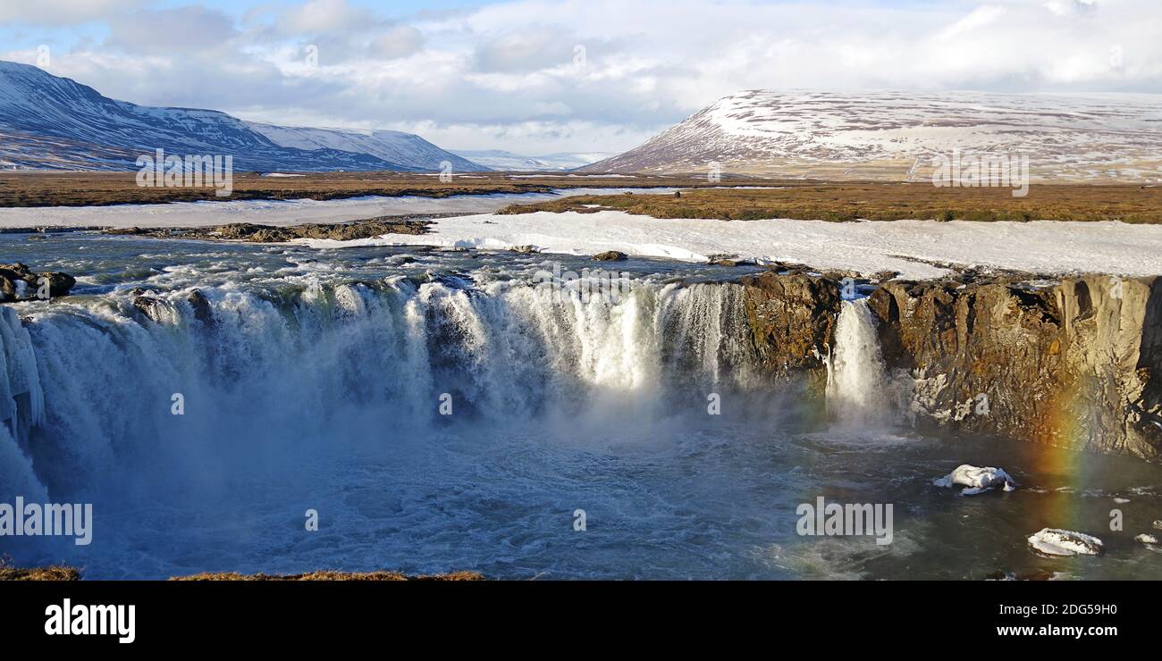 Der Wasserfall Godafoss im Winter Stockfoto