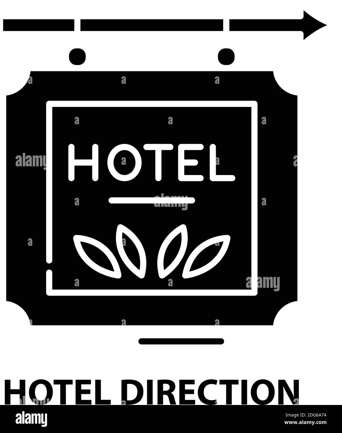 Hotelsymbol, schwarzes Vektorschild mit editierbaren Strichen, Konzeptdarstellung Stock Vektor