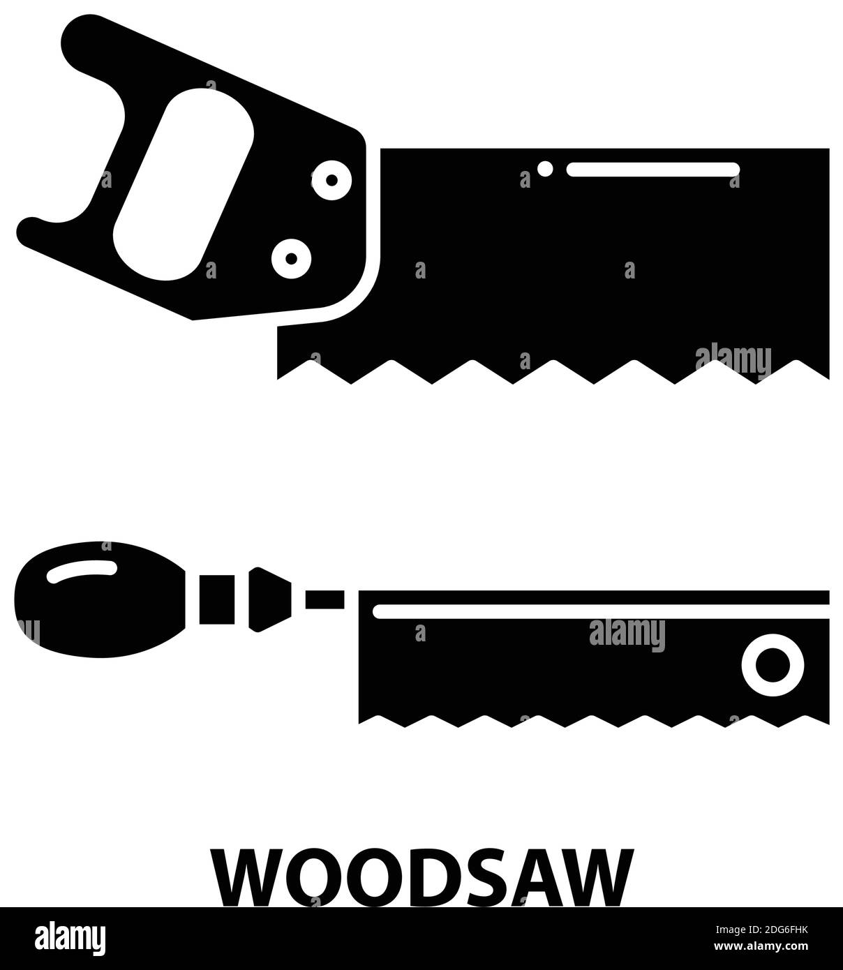 Holzsägen-Symbol, schwarzes Vektorzeichen mit bearbeitbaren Konturen, Konzeptdarstellung Stock Vektor