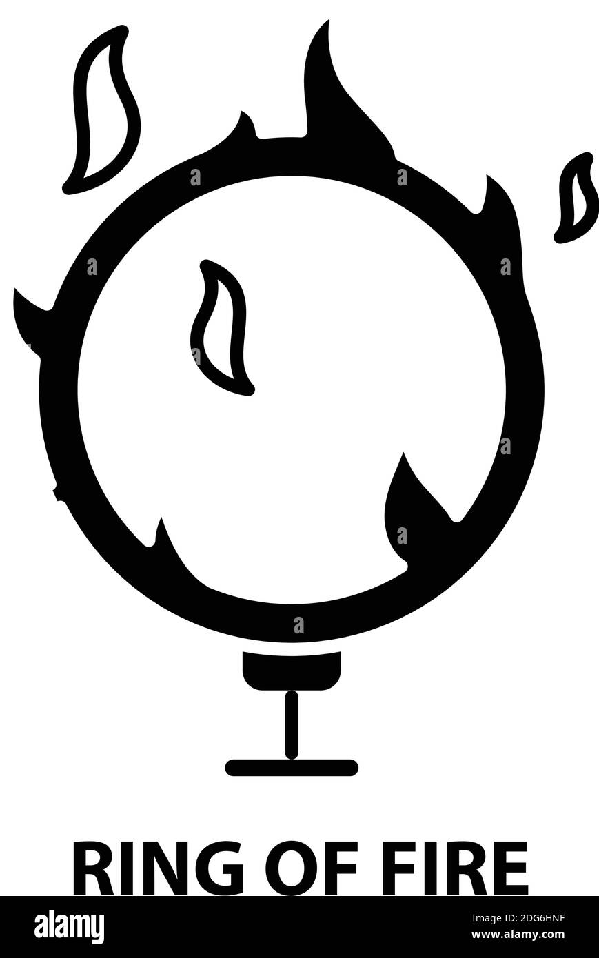 Feuerring-Symbol, schwarzes Vektorzeichen mit bearbeitbaren Strichen, Konzeptdarstellung Stock Vektor