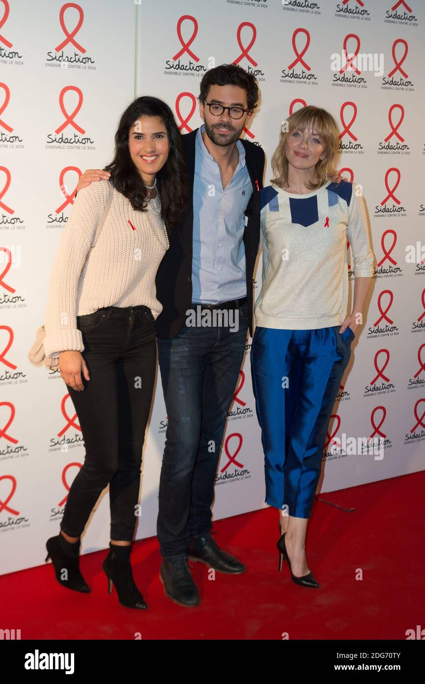 Thomas Isle und Maya Lauque posieren bei einer Fotoaktion für die Startparty der Sidaction 2017, die am 07. März 2017 im Musée du quai Branly in Paris, Frankreich, stattfand. Foto von Nicolas Genin/ABACAPRESS.COM Stockfoto