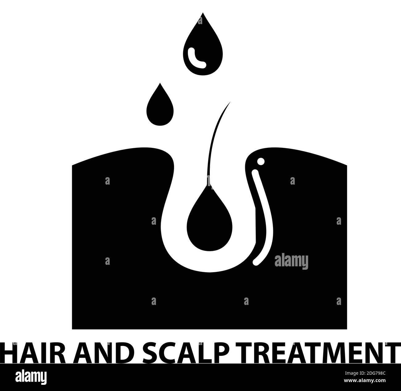Haar- und Kopfhautbehandlungssymbol, schwarzes Vektorzeichen mit editierbaren Strichen, Konzeptdarstellung Stock Vektor