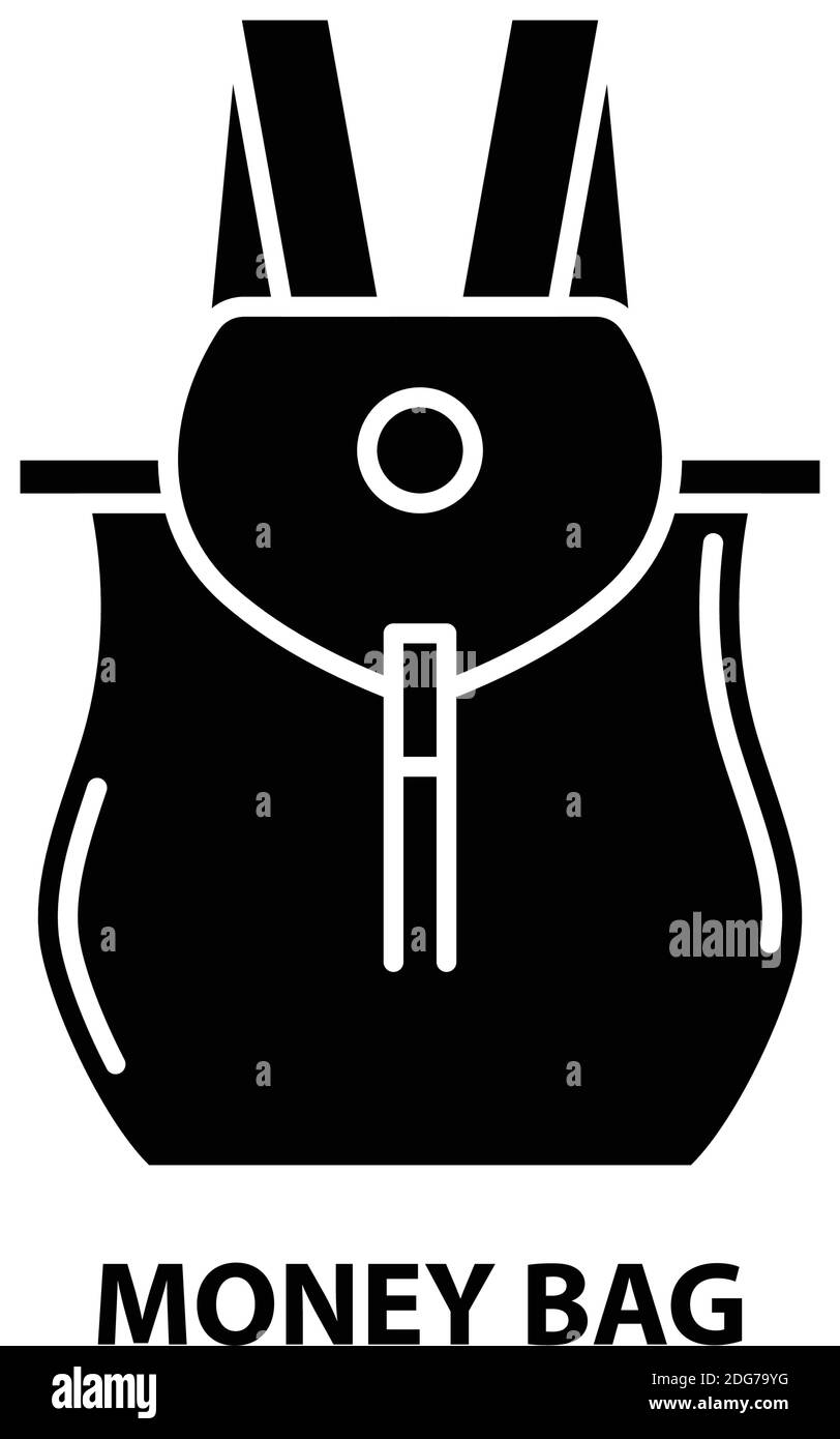 Geldsack-Symbol, schwarzes Vektorzeichen mit editierbaren Konturen, Konzeptdarstellung Stock Vektor
