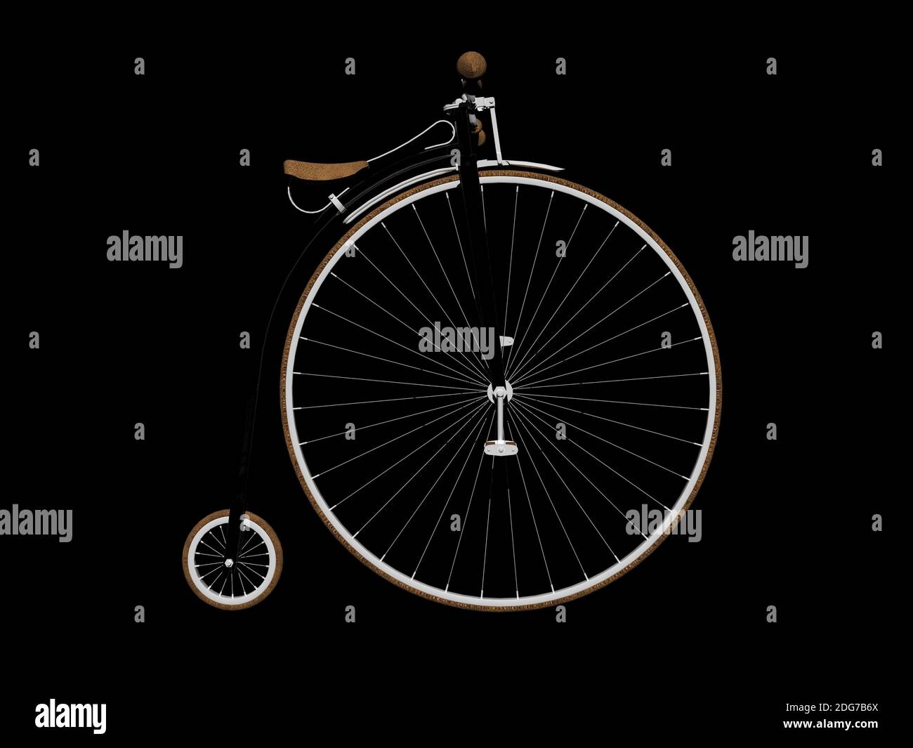 Altes Fahrrad weiß und braun - 3d Rendering Stockfoto