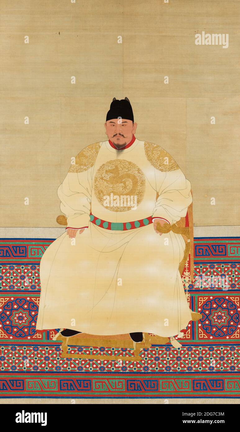 Ein sitzendes Porträt des Ming-Kaisers Taizu - Chinesischer Ming Dynastie Stockfoto