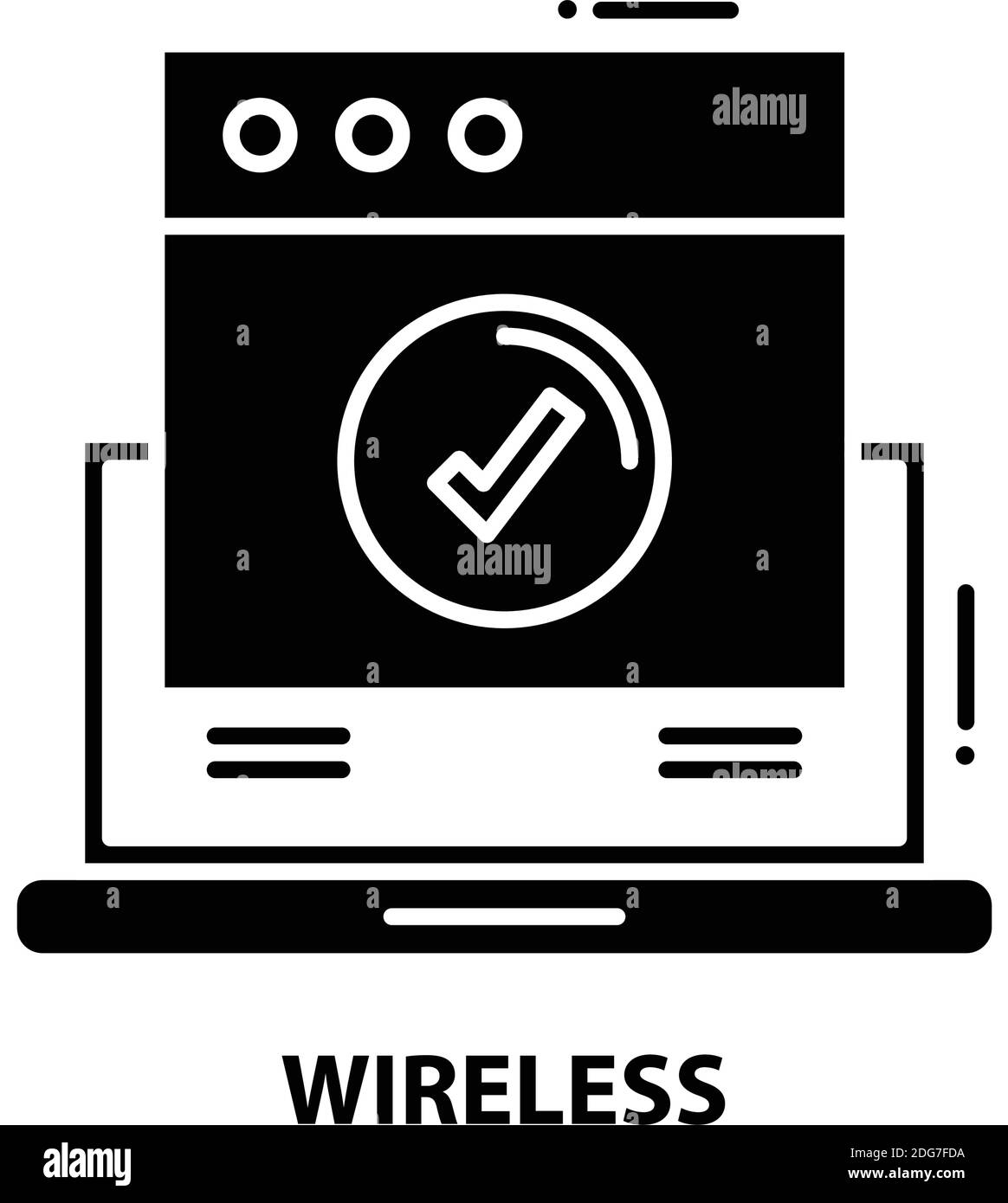 Wireless-Symbol, schwarzes Vektorzeichen mit bearbeitbaren Konturen, Konzeptdarstellung Stock Vektor
