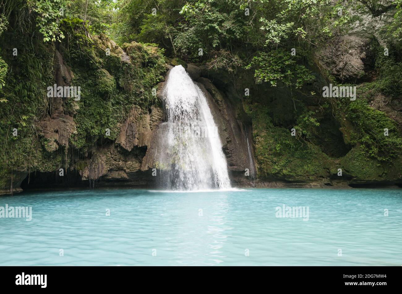 Wasserfall im grünen Dschungel auf der Insel Cebu, Philippinen. Stockfoto