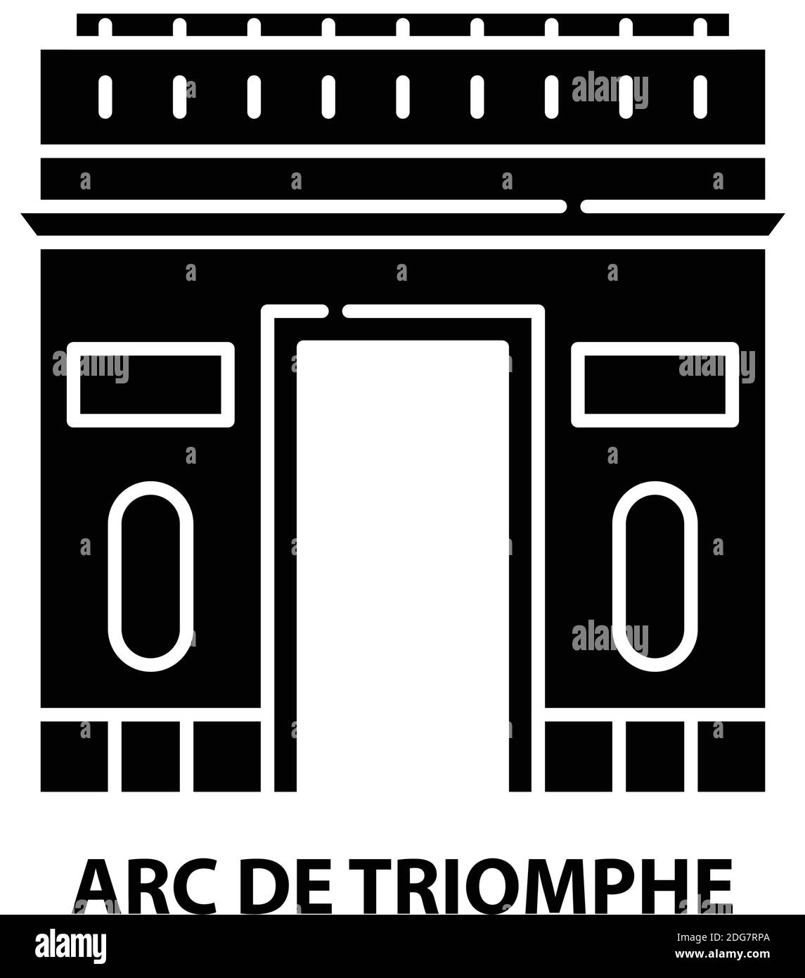 Arc de triomphe-Symbol, schwarzes Vektorzeichen mit bearbeitbaren Konturen, Konzeptdarstellung Stock Vektor