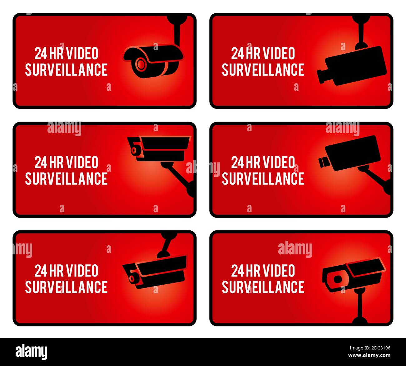 Warnhinweis Aufkleber rot setzen Stockfoto